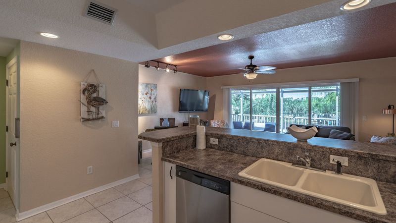 Kitchen to the open living and dining space