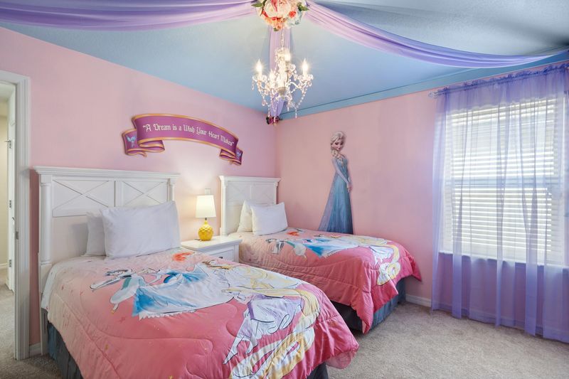 Two Twins Bedroom 5 Upstairs (Angle) Princess Theme
