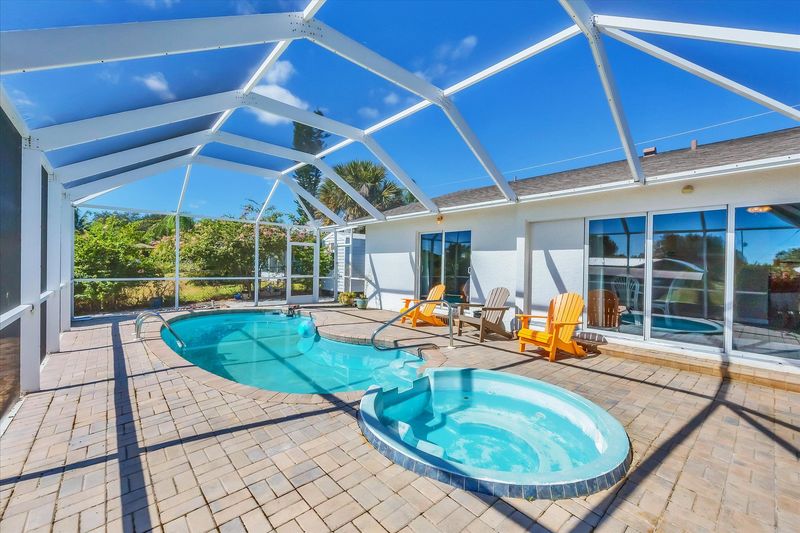 Pool & spa overlooking canal