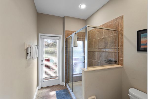 Master King Bathroom 2 Shower Door to Pool