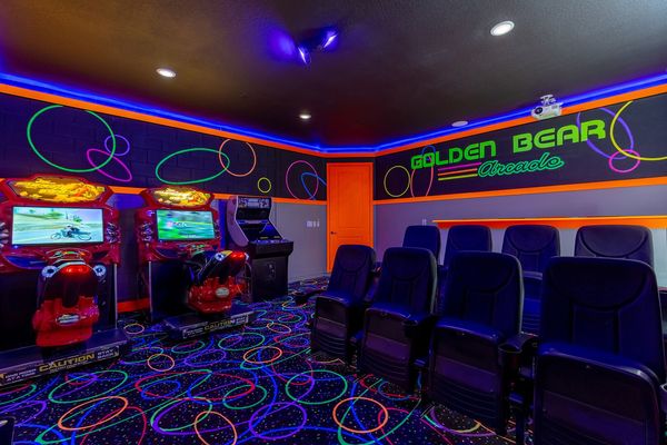 Watch a family favorite movie on the large projection screen or play on one of the arcade games