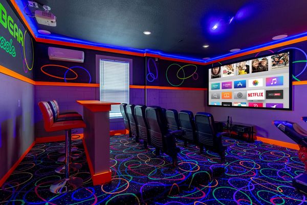 Never lack entertainment with the home theater/game room!