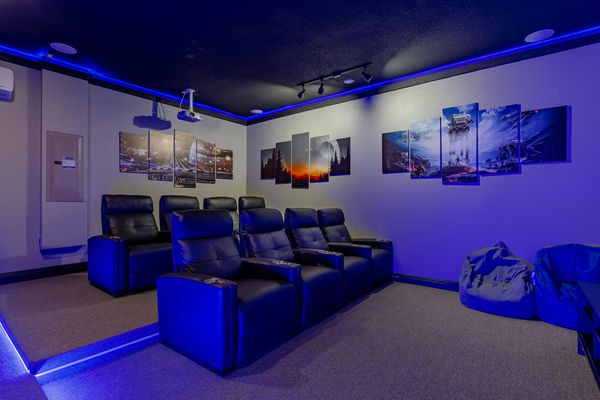 There's fun for everyone in the movie room/game room!