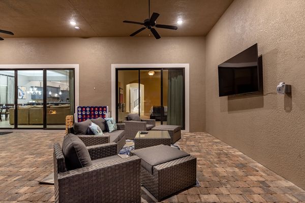 Watch your favorite TV shows under the covered lanai any time of the day