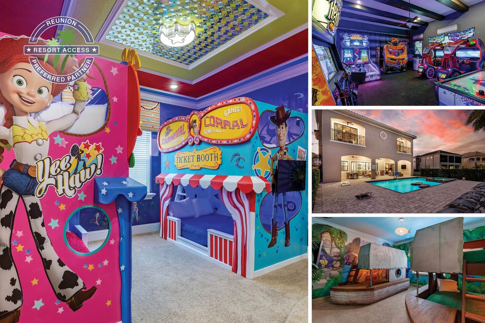 Vacation in The Oasis at Reunion, a  luxurious 8 bedroom villa with games room, theater, and private pool | Photos updated: March 2021