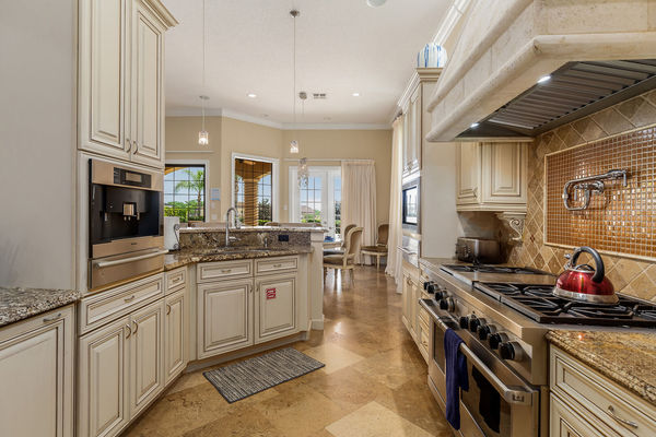 Fully equipped kitchen with stainless steel appliances