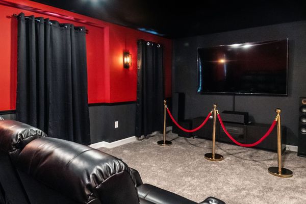 Theater Room (Angle)
82" Smart TV + Sound System