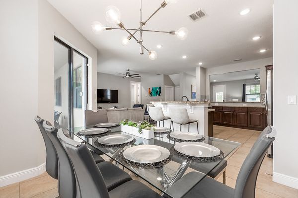 Dine in the formal dining room with seating for 8