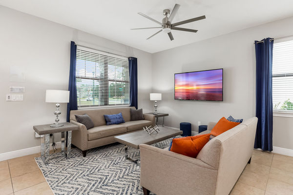 Sit back and relax in the living room while you catch up on your favorite show