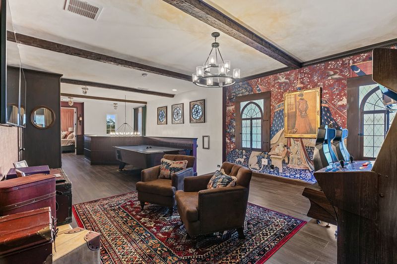 The upstairs loft is elaborately themed