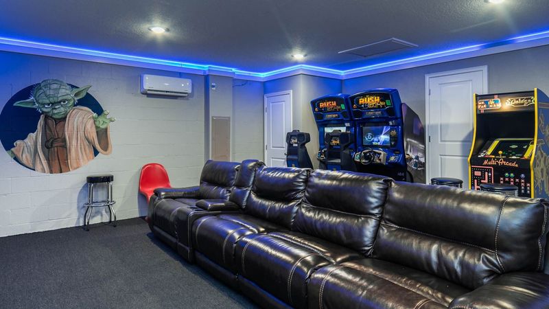 Theater Room/Game room Has AC
2 Driving Multi Video Games
1 Multi Video Arcade