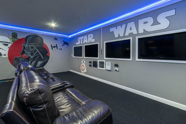 Theater Room/Game room (Angle)
4 / 43" Roku Tv's
PlayStation 4 
Xbox One S