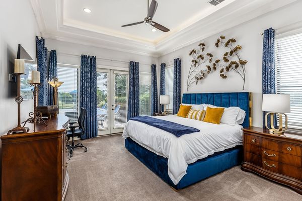 Enjoy the outdoor view from this bedroom.