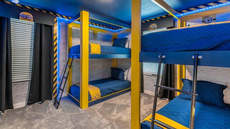 Twin/Twin + Twin/Twin Bunks Bedroom 4
Upstairs
Minion Theme
