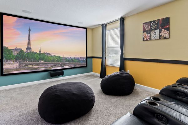 Theater Room
Sound System
Projector with 12ft Screen