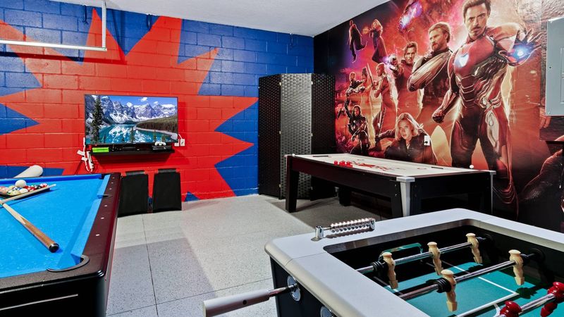 Game Room Downstairs
55" TV-XBOX
Pool Table Air Hockey Foosball Table Tennis Topper
Has AC