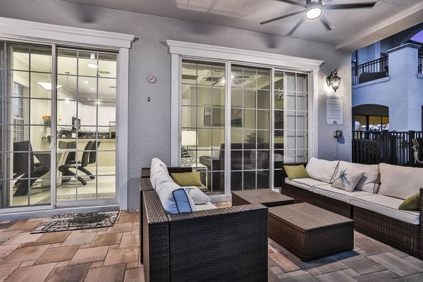 This comfortable patio seating is a great spot to enjoy conversation with friends and family.