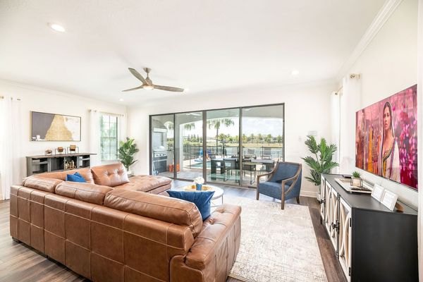 Gather together on the comfortable leather sectional sofa and watch your favorite TV show