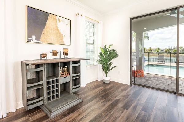 Slide open the patio door to access the private pool area