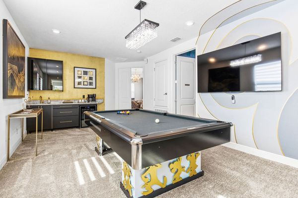 "Mickey's Dream" is the perfect hangout space with a pool table and large TV.