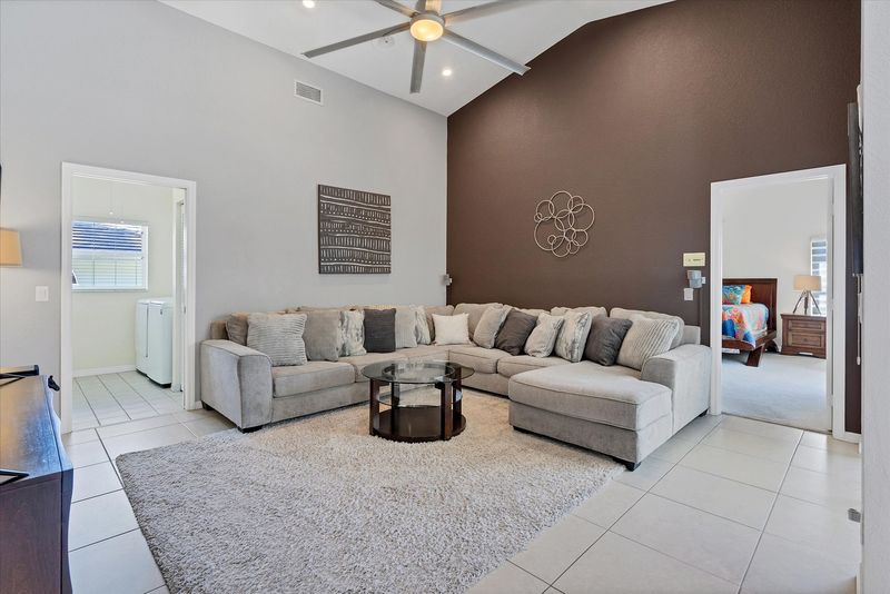 Media room with comfortable and spacious couch