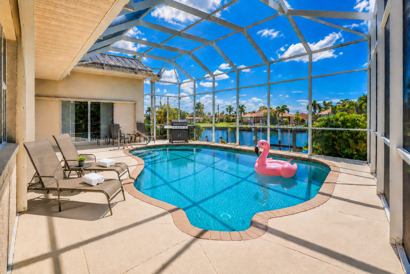 Sparkling pool overlooking the canal