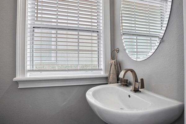 On the ground floor is a half bathroom