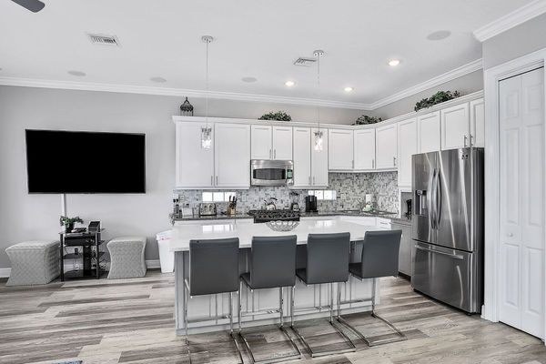 Find additional seating at the breakfast bar