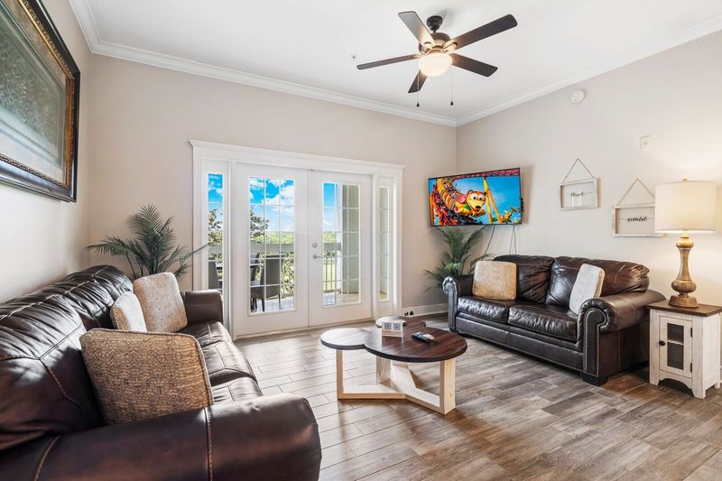 Catch up on a favorite TV show on the wall-mounted TV