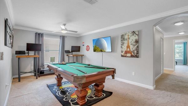 Loft
Pool Table  
Two 27" TVS
55" Roku TV