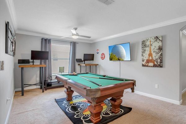 Loft
Pool Table  
Two 27" TVS
55" Roku TV