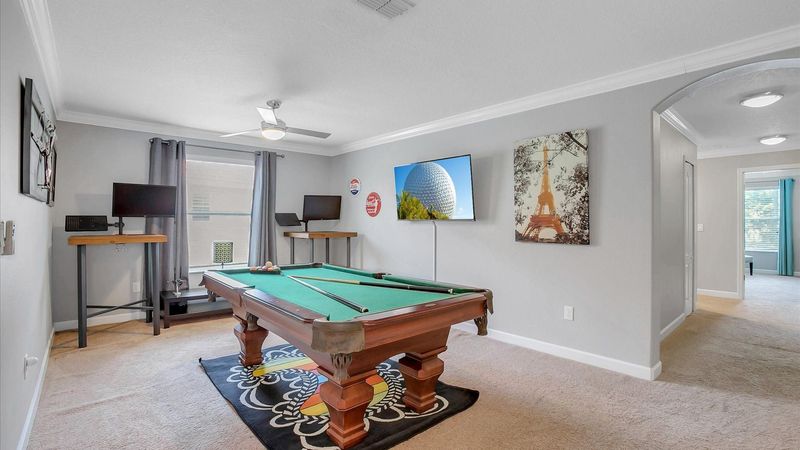 Loft
Pool Table  
Two 27" TVS
55" Roku TV