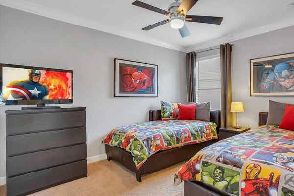 Two Twins Bedroom 4 Upstairs
32" TV
Marvel Theme