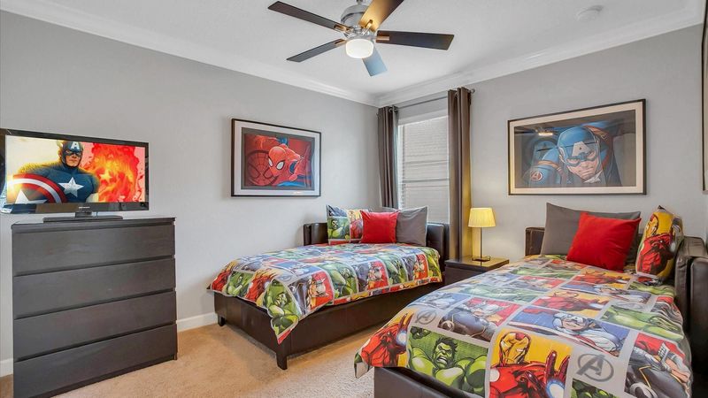 Two Twins Bedroom 4 Upstairs
32" TV
Marvel Theme