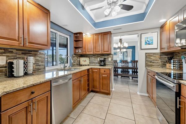 Bright kitchen space overlooking the canal
