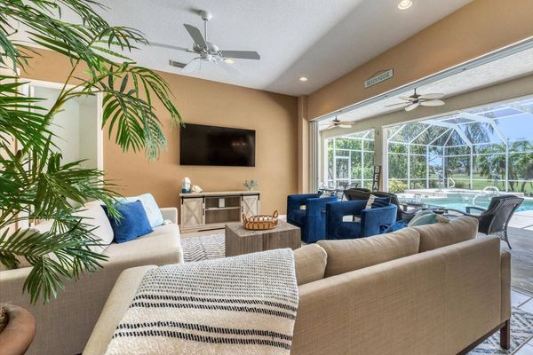 Living room overlooking the pool