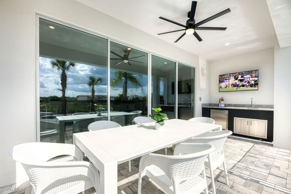 Dine in the open air at the outdoor dining table for 6
