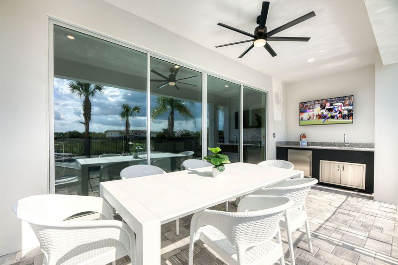 Dine in the open air at the outdoor dining table for 6
