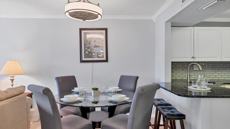Dining table and bar stools