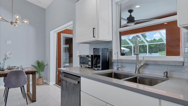 Bright views of the backyard from the kitchen