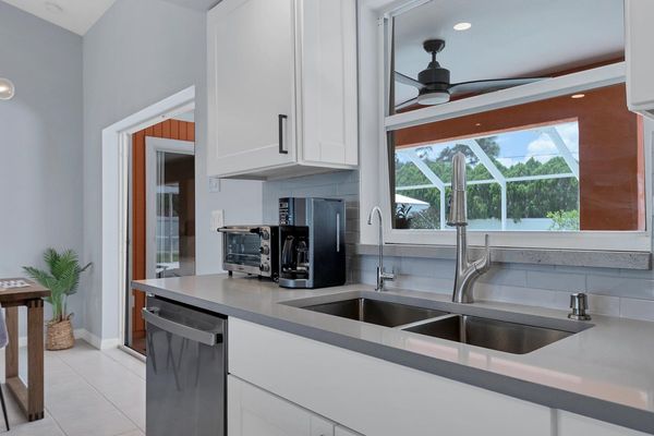 Bright views of the backyard from the kitchen