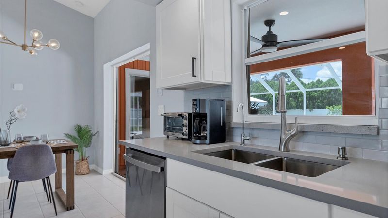 Bright views of the backyard from the kitchen