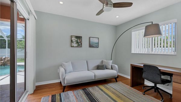 Dedicated office space with additional sleeping for one with the pullout single sofa sleeper