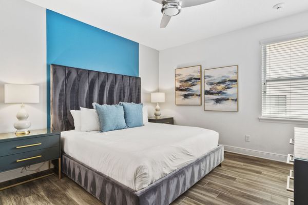 Rest easy after a long day in this plush King bed, offering the ultimate in comfort and relaxation