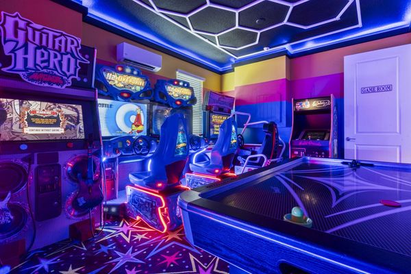 Enjoy these amazing games: basketball arcade, air hockey, Guitar Hero arcade, Nascar Team Racing arcade, multi-game arcade.