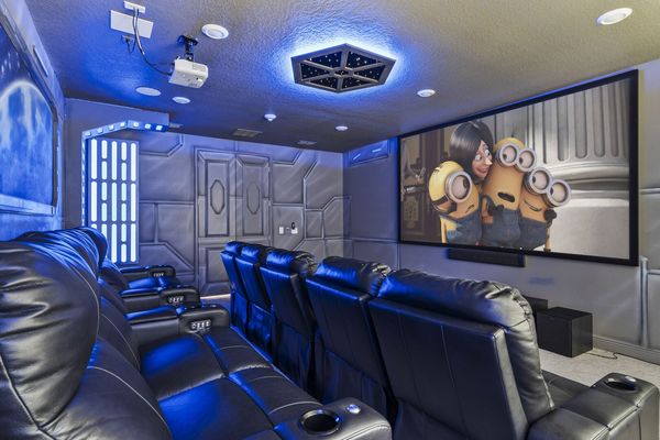 The 120-inch projection screen will give you the experience of the movies without leaving your home