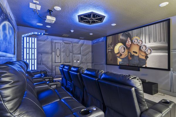 The 120-inch projection screen will give you the experience of the movies without leaving your home