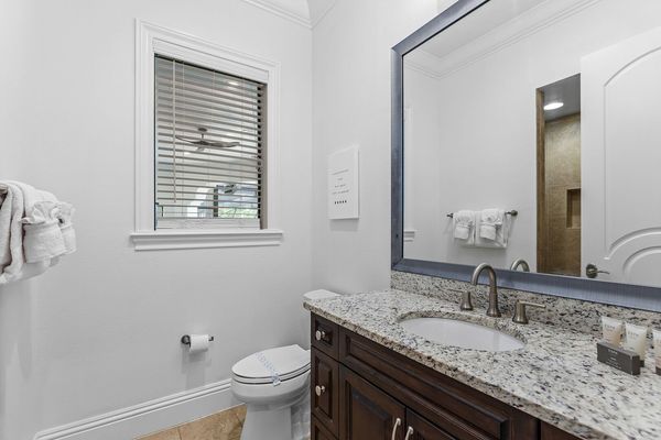 The en-suite bathroom with walk-in shower