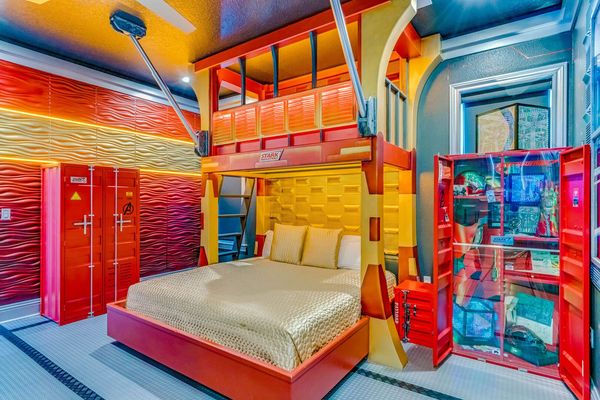 Bedroom # 12. King/twin bunkbed with 75-Inch SMART TV in this room