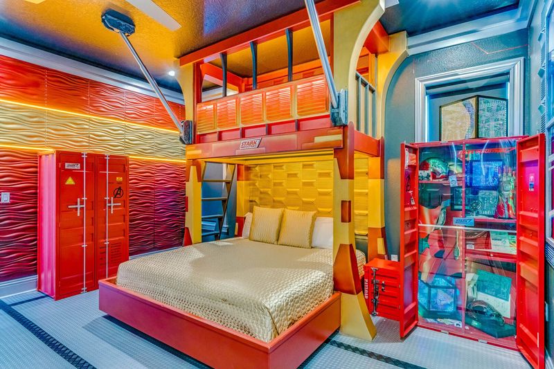 Bedroom # 12. King/twin bunkbed with 75-Inch SMART TV in this room